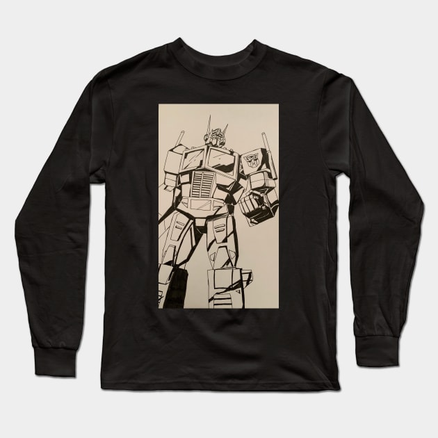 Optimus Primer on white background Long Sleeve T-Shirt by Soundtrack Alley